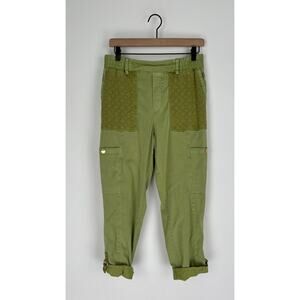 Soft Surroundings Womens Green Mara Vista Eyelet Lace Pockets Pull On Pants PM